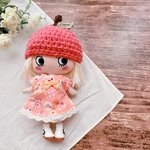 りんごの帽子とワンピースのセット（くすみ赤）イーマリーちゃんサイズ　