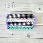 手刺繍スカラップ 06　　Wファスナー長財布