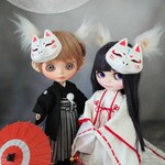 22cmドールサイズ 婚礼衣装 十二単&紋付き羽織袴 ＊狐の嫁入り＊ 着物 ブライス 着せ替え    