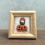 黒猫とジャックオランタンのミニフレーム　刺繍