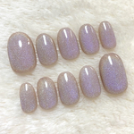 角度によって色味が変わる🧊うるうる🧊レインボーマグネット🌈ネイルチップ 🧋ミルクティー🧋