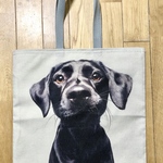 ハンドメイド ぺたんこBigトートバッグ 犬柄 黒ラブラドール