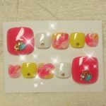 Mサイズフットネイル♡ピンクSUMMER
