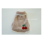 完成品　Cherry cardigan gray サーモンピンク 
