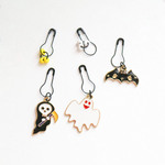 Halloween！なマーカーE／５個セット（飛んでる白オバケ、子連れのこうもり、鎌持ちオバケ）／ハロウィン ステッチマーカー