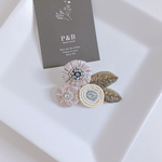 濃淡 丸花 Flower ビーズ刺繍ブローチ