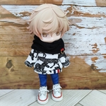 パンツが選べるネックウォーマーとトレーナーセット☆黒×白シマウマ柄☆ねんどろいどどーる服