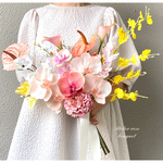 🍀オーダーブーケM受付ページ💐ブートニア付き✨ウェディングブーケ　アーティフィシャルフラワー　アーティフィシャルフラワーブーケ　ブライダルブーケ　前撮り　リゾートブーケ　トロピカルブーケ