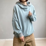 ミニ裏毛のフーディ。水色。フリーサイズ【受注製作】