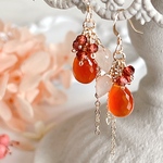 ＊再販＊【14kgf】極上カット✨️カーネリアンと赤い実のピアス