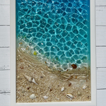 海の波紋 レジンアート 水面 水紋 砂浜 beach sea ブルー　グラデーション　父の日　誕プレ　エポキシ　透明感　ツヤツヤ　什器　ディスプレイ　アクセサリートレイ　インテリア　