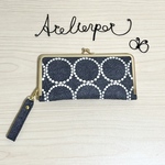 ★ミナペルホネン★tambourine navy のがま口財布★チャーム付