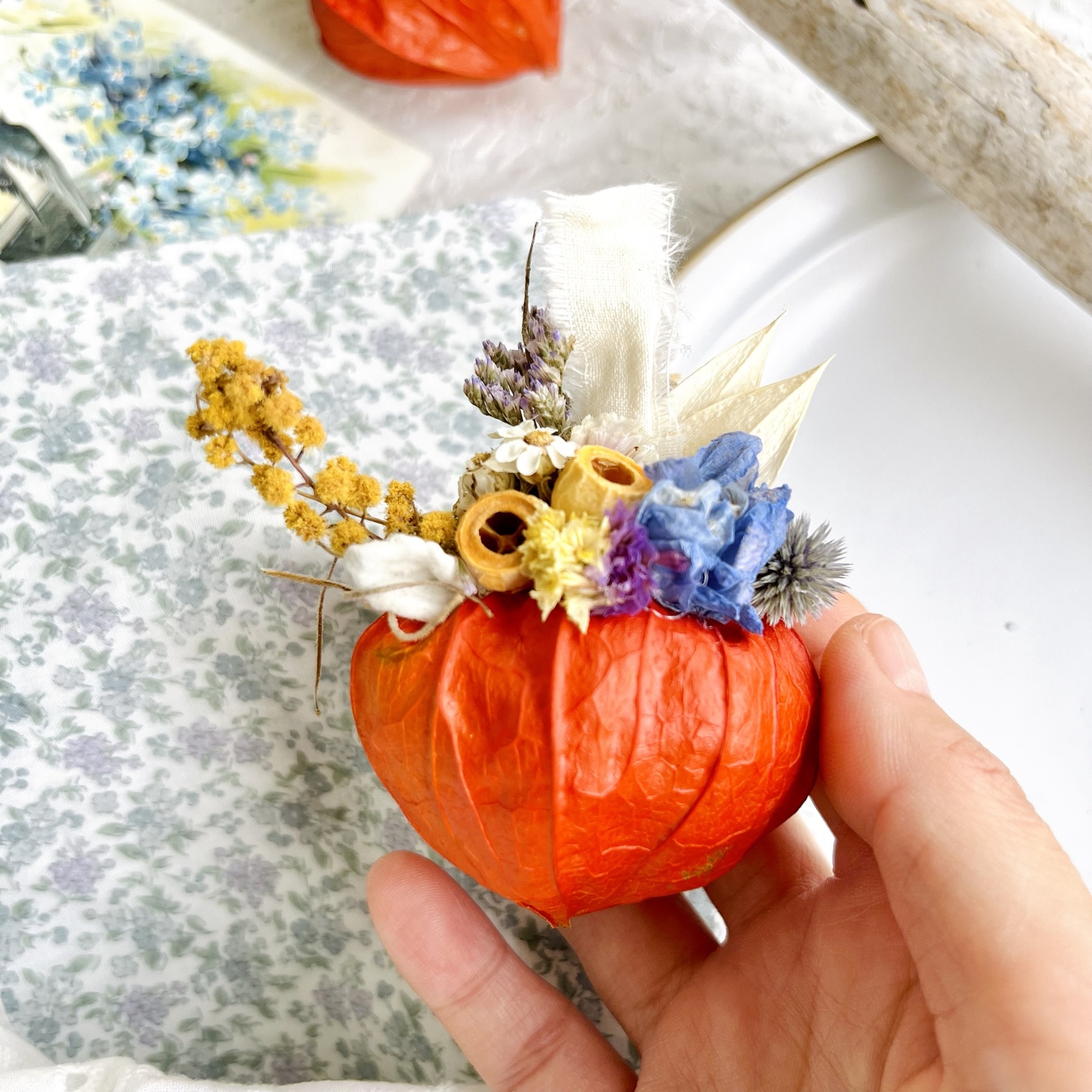 両面アレンジほおずきガーランド ハロウィンスワッグ 秋スワッグ