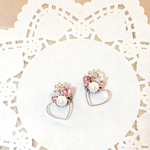 再販・苺の花とハートのイヤリング
