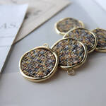 4個＊ ツイード調ブラウングレー ウェイビーラウンド チャーム ゴールド import parts MTL-PRT-3161