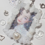 【※訳あり品】ホイップデコ♡⃛デコトレカケース♡♡トレカキーホルダー♡白×ビジュー×パール♡