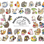 『本を読む動物たち』／ポストカード6種＋蔵書票セット