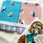 ＊4重ガーゼハンカチ ＊ 2枚セット ＊ フレンチブルドッグ × デニム＆ヒッコリーテイスト  ＊ メッセージカード1枚付!