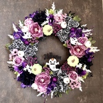 No.wreath-15517★特大ハロウィンリース23-(2)ゴースト&ハロウィンピック　50cm・アーティフィシャルフラワー/造花リース/秋のリース/ハロウィンリース/大型リース