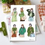 グリーンコーデ女の子シール15（girls sticker15）人物ステッカー