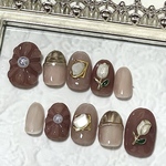 ネイルチップ ニュアンス 秋