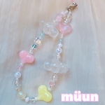 ☁️💛🩷くもくもストラップ　ストラップ　ロングストラップ　iPhoneケース iPhoneストラップ　韓国アクセサリー　韓国ビーズ　チャーム　ビーズアクセサリー　