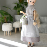 再販　Set★グレーベロア×チュールスカート&ハイネックマキシワンピース　1/6ドール用リカちゃん服アウトフィット