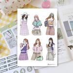 パープル女の子シール21（girls sticker21）人物ステッカー