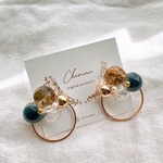 新作♡球体×ゴールド フープ×大ぶり  イヤリング ピアス アクセサリー 秋 結婚式