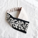 エクリュシリーズ♡インド刺繍リボンのクロスターバン（片側）　　ヘアバンド　ターバン