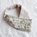 エクリュシリーズ♡インド刺繍リボンのクロスターバン（片側）　　ヘアバンド　ターバン