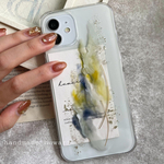 ✴︎ ニュアンスiPhoneケース　くすみ　blue×yellow:green