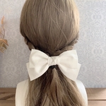 白 花柄 ファブリックリボン ヘアアクセサリー バレッタ ヘアカフ 秋 秋色 ホワイト 