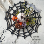 【再販×5】ハッピーハロウィン♪　蜘蛛の巣　吊るしアレンジ　玄関リースにも★ 黒ver.