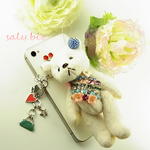 saly☆3wayクマさんのバッグチャーム&イヤホンジャック&ストラップ