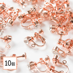 (e-00197)イヤリング パーツ ガラスストーン付き カン付き ピンクゴールド 10個 金具 アクセサリーパーツ 材料 素材 問屋 専門店