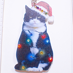クリスマス猫ちゃんのネックレス レジン パール カラフル マルチカラー ハチワレ ねこ