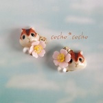 リスと野ばらピアス/イヤリング