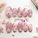 【 カラー変更無料 】ネイルチップ〔 mikke. 〕 / 花柄 押し花 春 マグネット