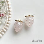 2pcs ホワイトピンク☆ミニいちごチャーム