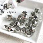カスタムボールペン対応　20個/シルバー　ファセットカットロンデル　BE101S