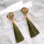 新作♡ドライフラワー レジン×タッセル×ロング×イヤリング ピアス アクセサリー 秋 結婚式
