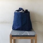 秋お出掛けバッグSALE　リネンのトートバッグ Belgiun linen25　bl-bl 　