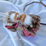【ファー付き毛糸編み込み模様🧶チョーカー】秋冬用に🍁🍂 どこから見ても可愛いチョーカー お首のサイズに合わせて調整可能  撮影用 イベント  お誕生日 プレゼント ペット用  