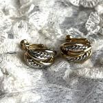 90sVINTAGE EARRING バイカラーシルバーヴィンテージ　イヤリング　アンティーク  クラシカル　花　フラワー　大ぶり　クリップ　ナチュラル　カジュアル　ビーズ　ビジュー　結婚式　秋冬