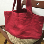 麻ひも×リネン  コンビトートバッグ(小) レッド