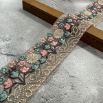 約6.5cm幅/刺繍リボン/カラーチュール(ベージュ)/花柄