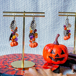 天然石の秋色ハロウィンピアス／イヤリング（アンティークゴールド）