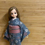 リカちゃんサイズ　しっとり大人柄の着物セット(補正インナー付き)