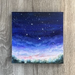 アクリル画《原画》✴︎ 星空に見とれて ✴︎